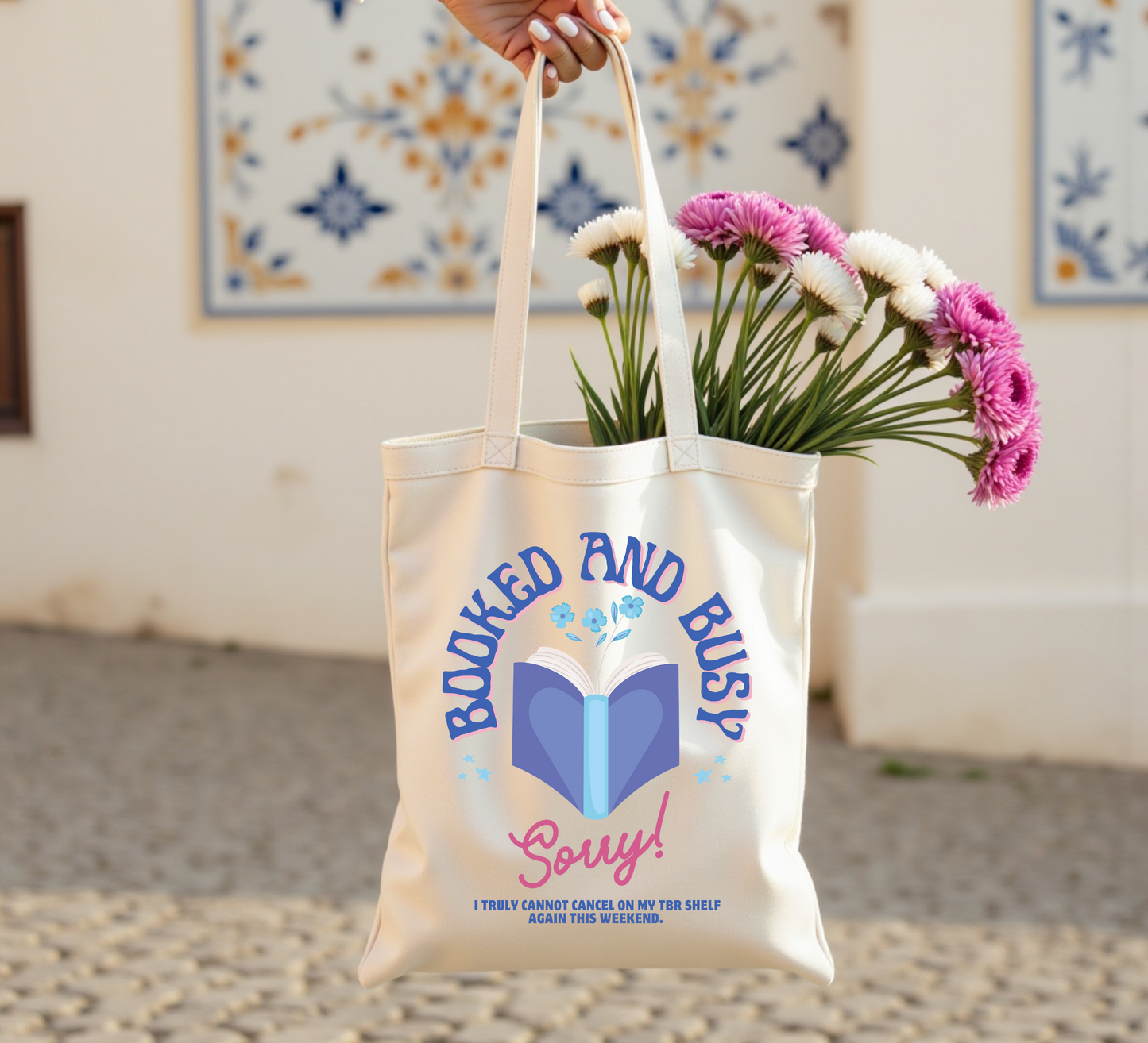 BOOKED AND BUSY TOTE BAG