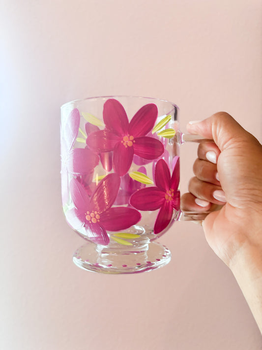 HAND PAINTED GLASS MUG - PLUM