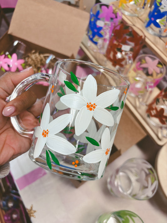 HAND PAINTED GLASS MUG - FLORIDA THEMED